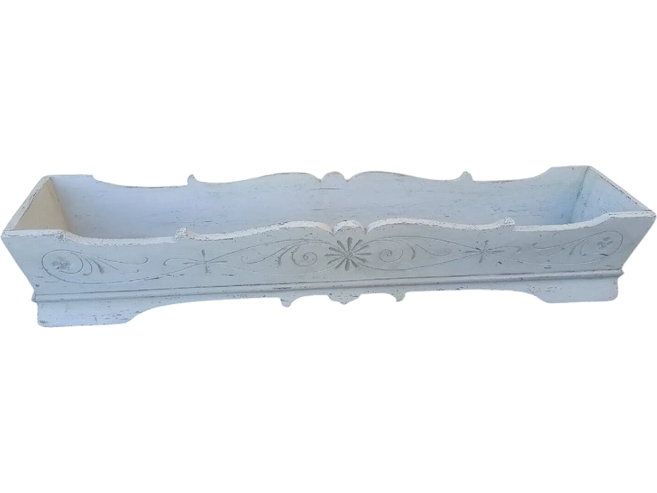 Shaped and engraved vase holder in painted wood, 19th century 8