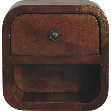 Artisan Furniture Extra Mini Curved Chestnut Bedside with Open Slot