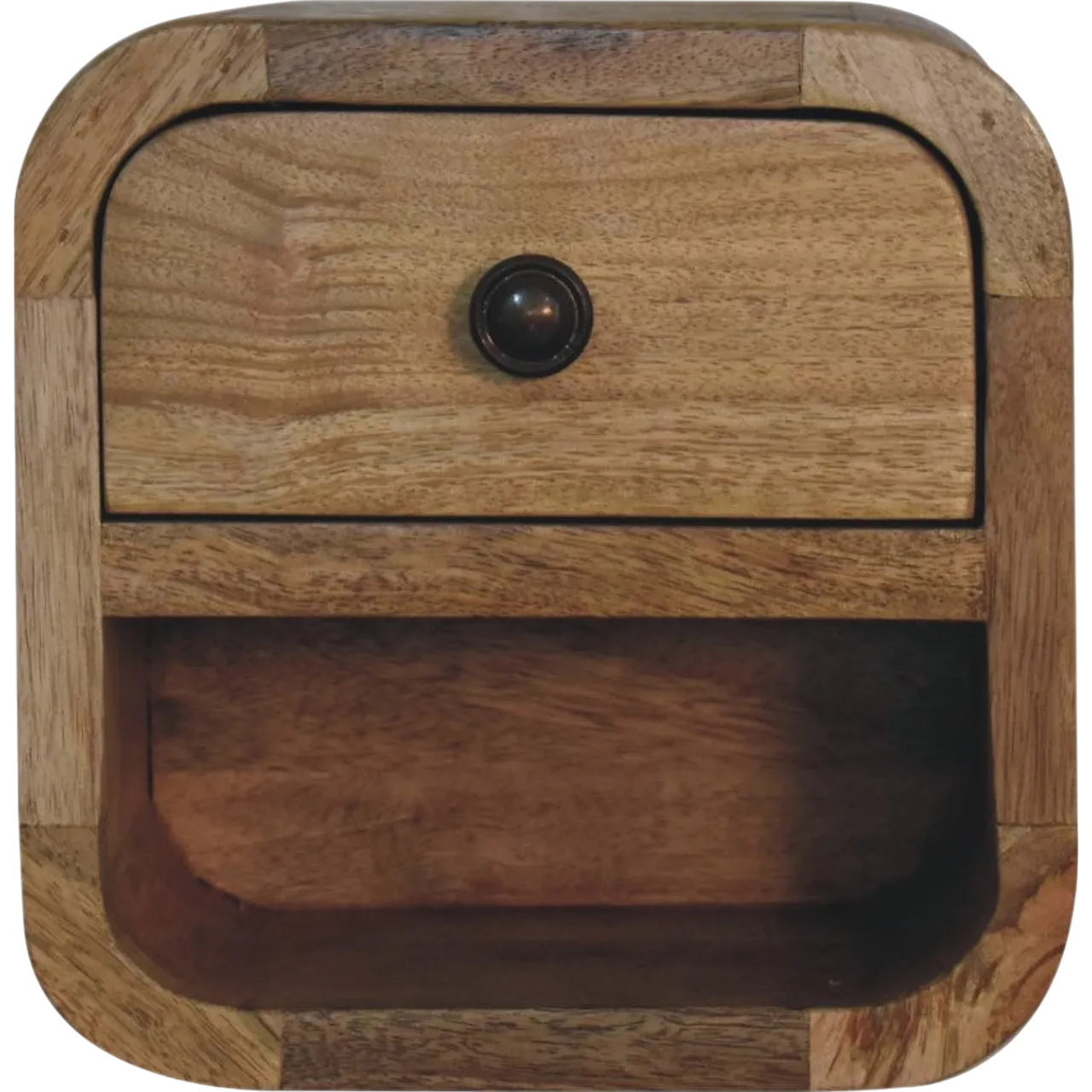 Artisan Furniture Extra Mini Curved Oak-ish Bedside with Open Slot 12