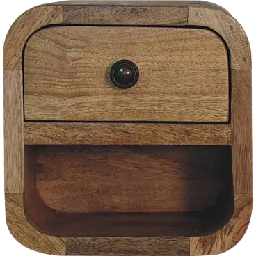 Artisan Furniture Extra Mini Curved Oak-ish Bedside with Open Slot