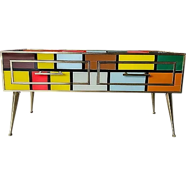 Tavolino basso in vetro, anni '90