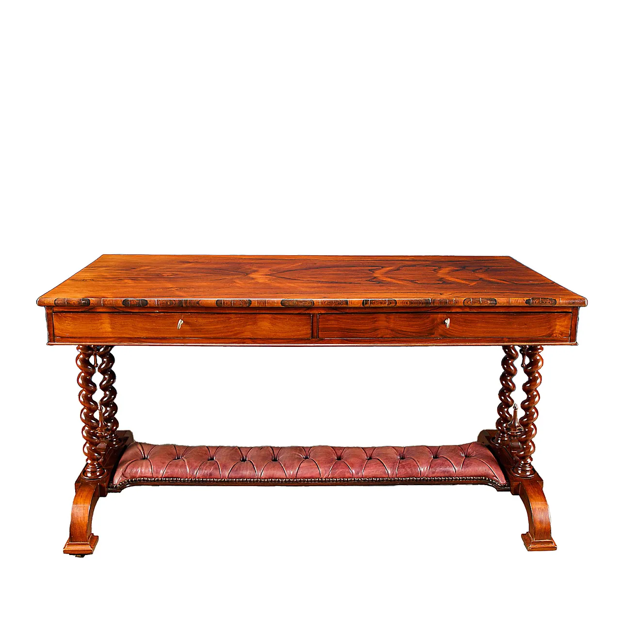 Rosewood writing desk with twisted uprights by Arthur Blain, 1840 1