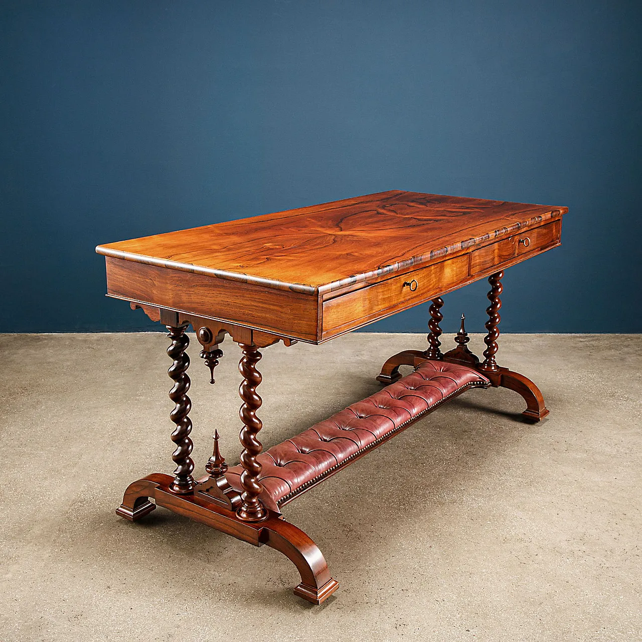 Rosewood writing desk with twisted uprights by Arthur Blain, 1840 2