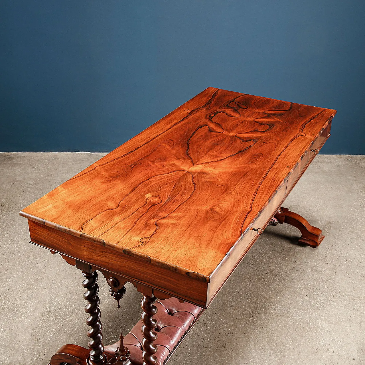 Rosewood writing desk with twisted uprights by Arthur Blain, 1840 4