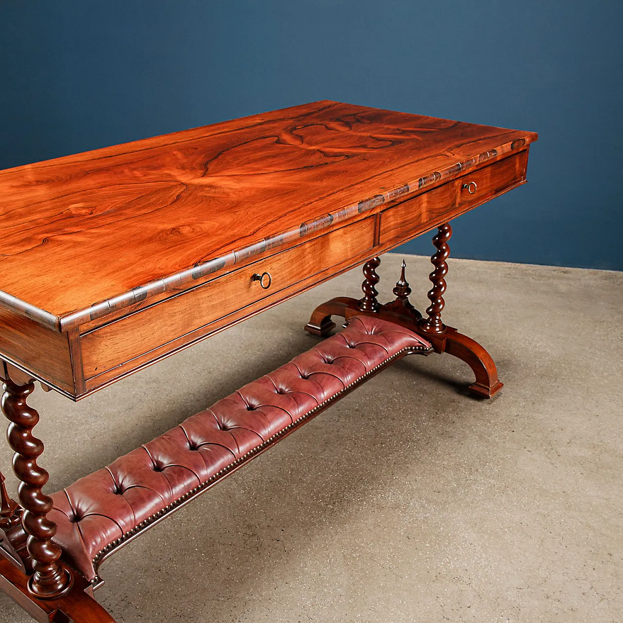 Rosewood writing desk with twisted uprights by Arthur Blain, 1840 5