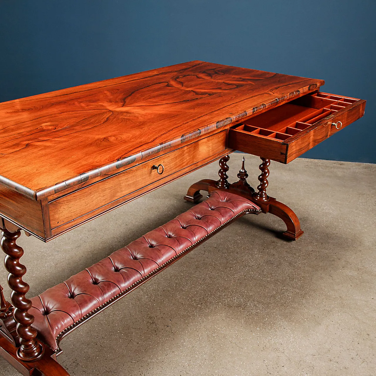 Rosewood writing desk with twisted uprights by Arthur Blain, 1840 6