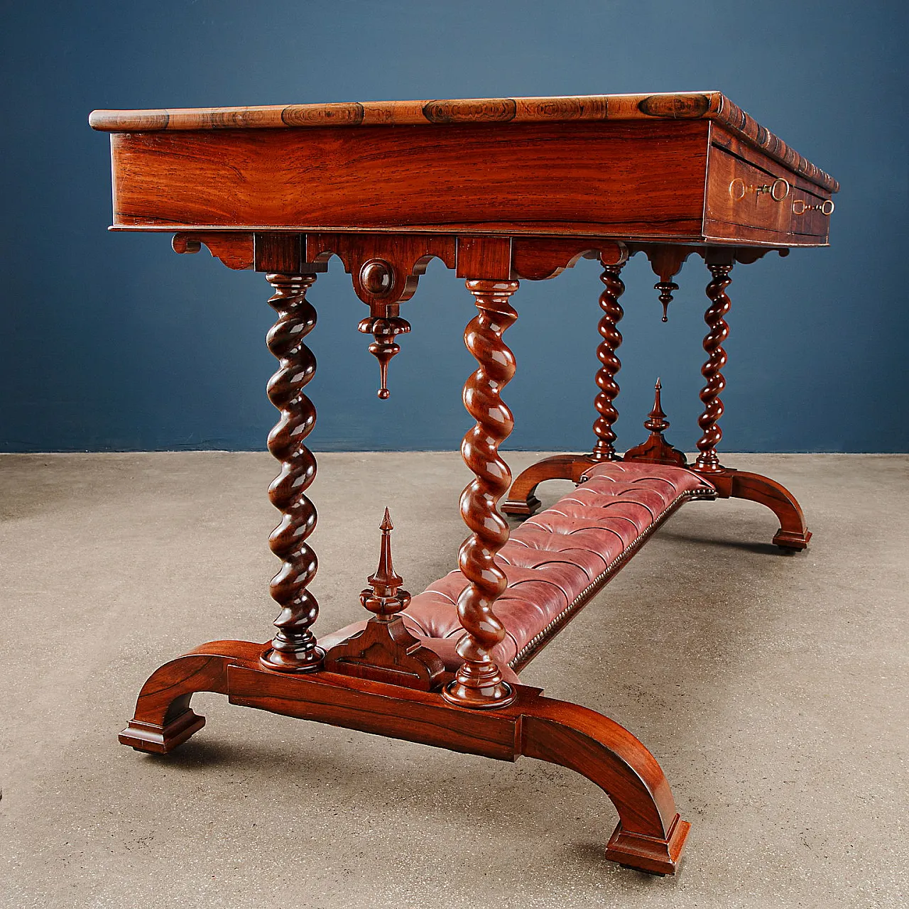 Rosewood writing desk with twisted uprights by Arthur Blain, 1840 7
