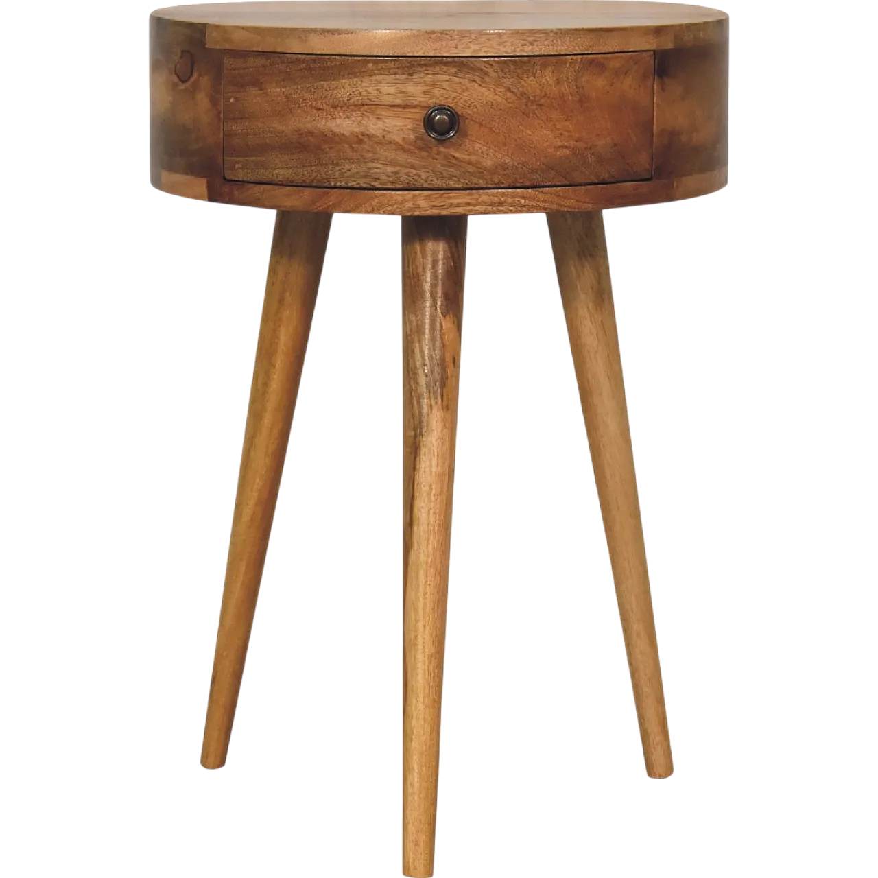 Artisan Furniture Solid Wood Oak-ish Circular Shape Bedside 11