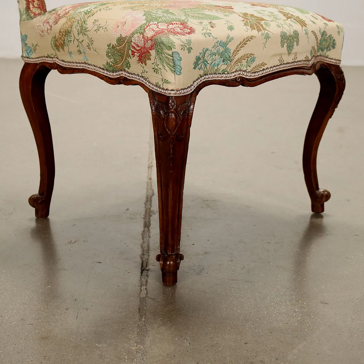 Pair of Barocchetto wood and fabric chairs, mid-18th century 5