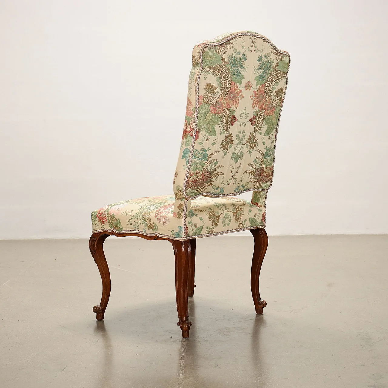 Pair of Barocchetto wood and fabric chairs, mid-18th century 7