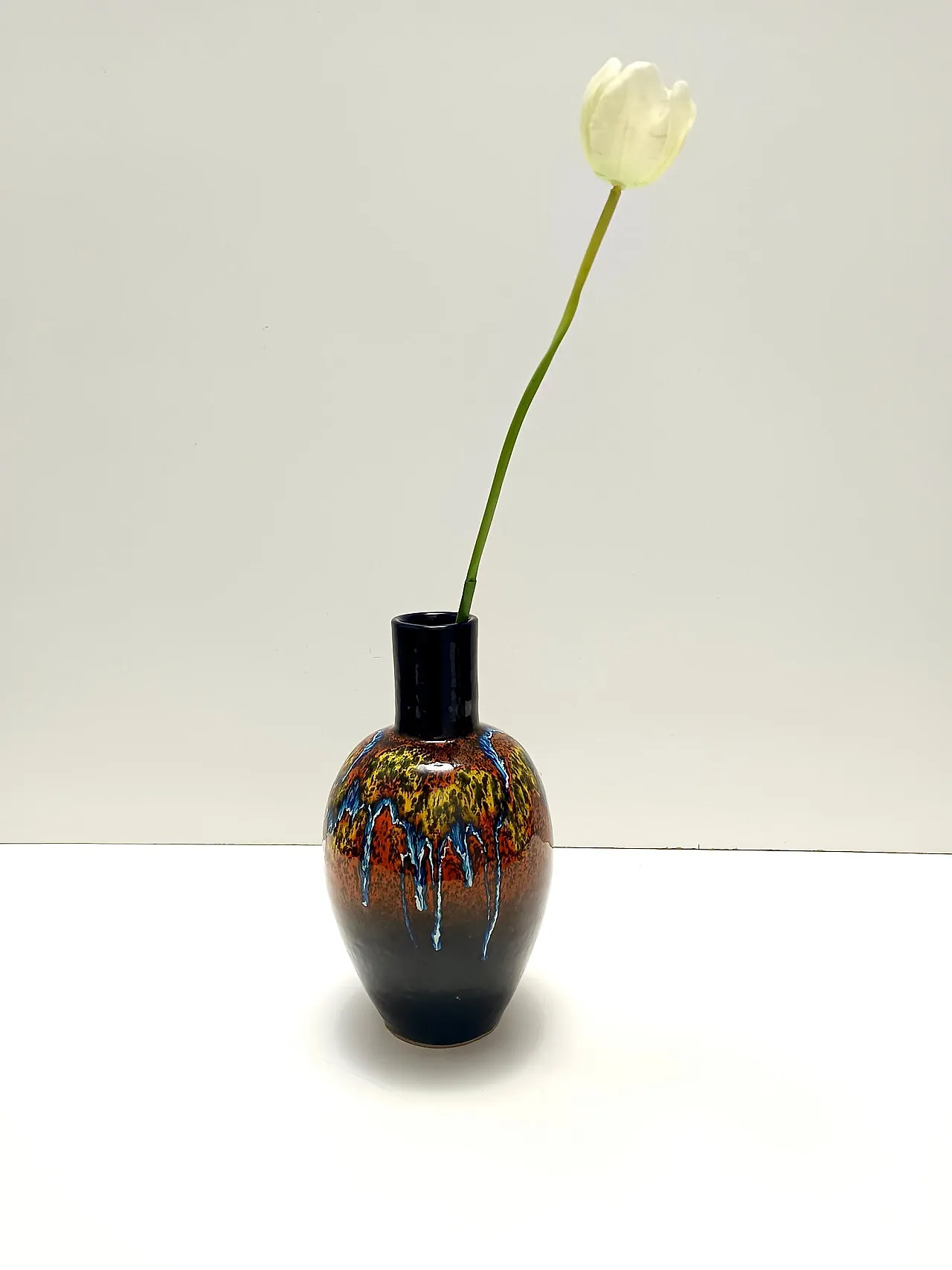 Multicolored Glazed Earthenware Vase by Roberto Rigon for Bertoncello, Italy 3
