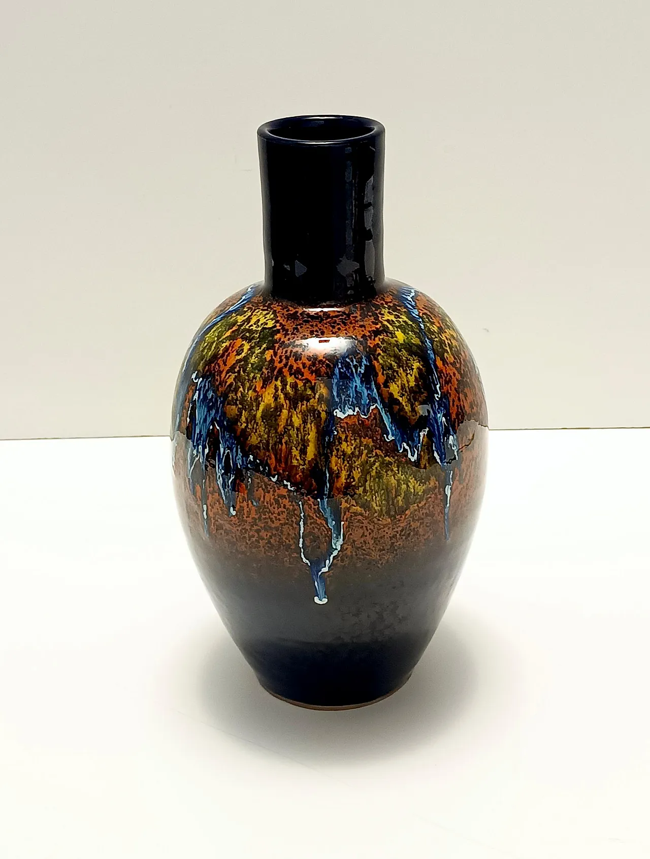 Multicolored Glazed Earthenware Vase by Roberto Rigon for Bertoncello, Italy 4