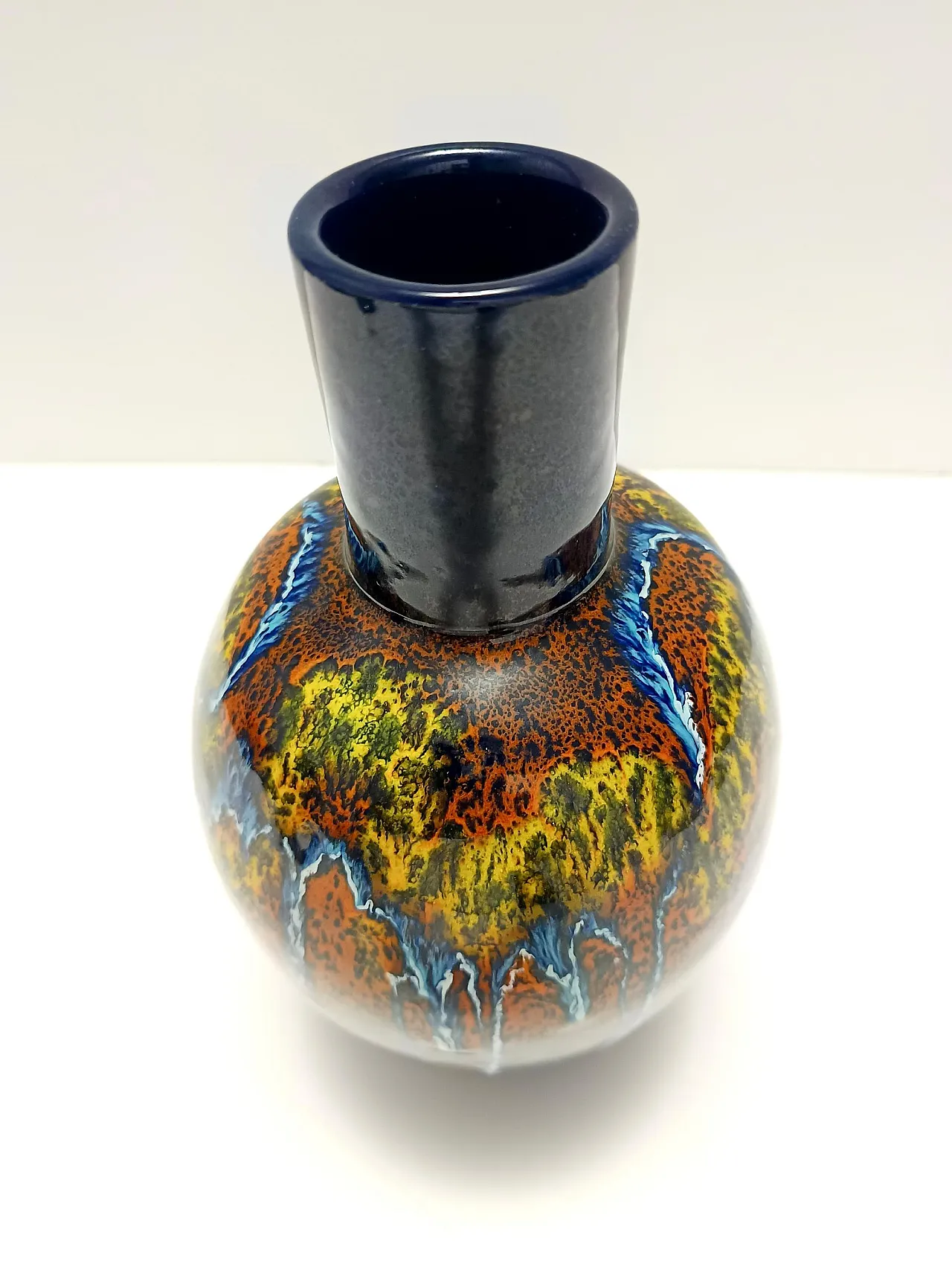 Multicolored Glazed Earthenware Vase by Roberto Rigon for Bertoncello, Italy 5