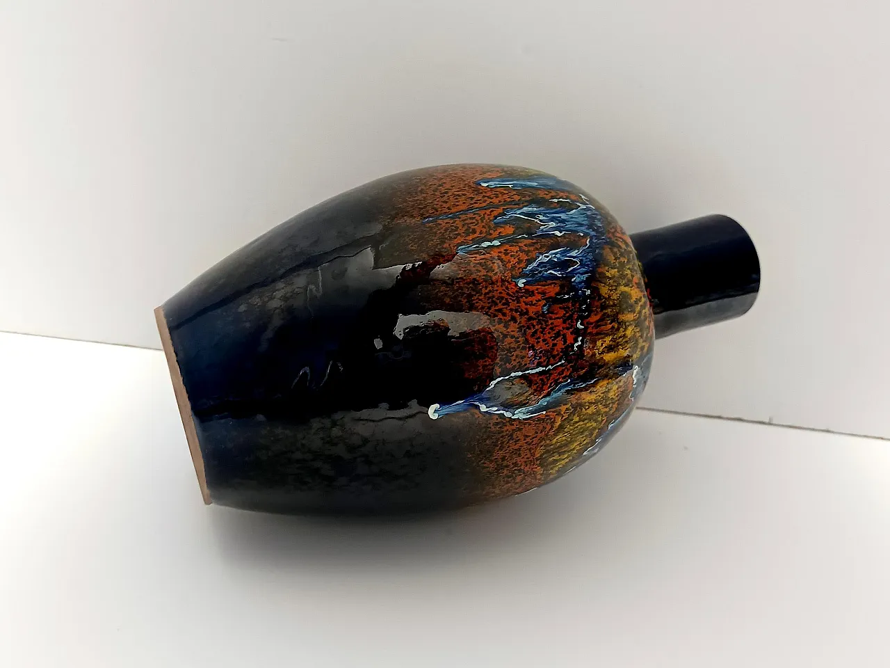 Multicolored Glazed Earthenware Vase by Roberto Rigon for Bertoncello, Italy 7