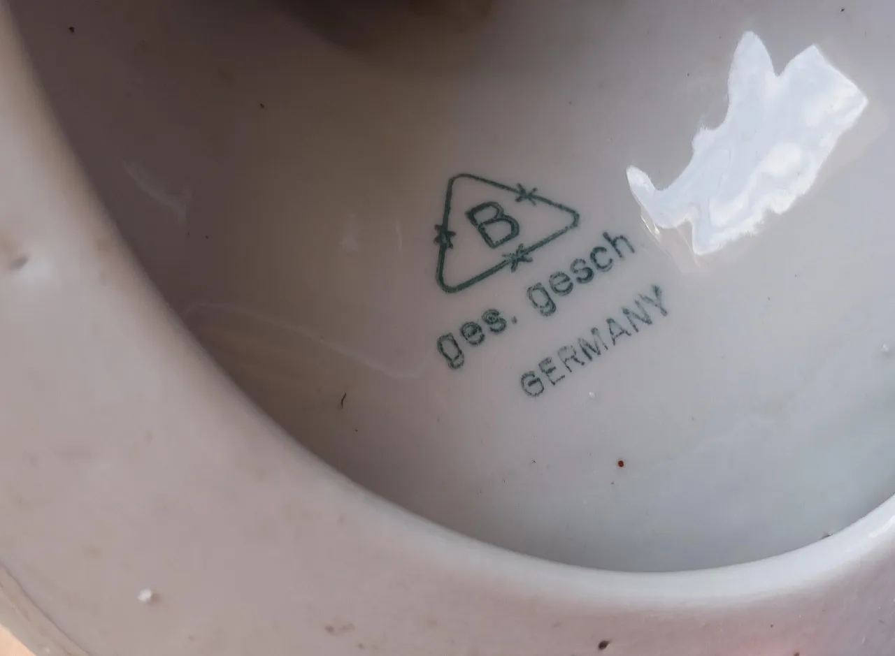 Lampada da parete Art Noveau in porcellana Brunquell Germania, 60s 7