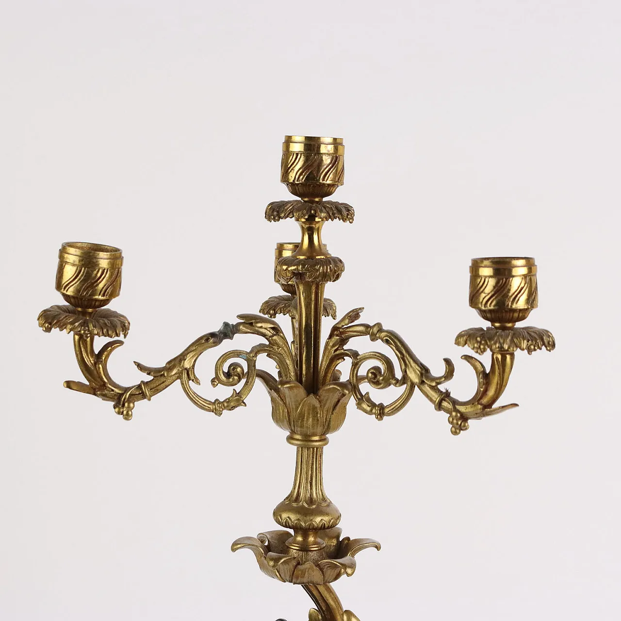 Candelabro in bronzo e marmo nero, '800 3
