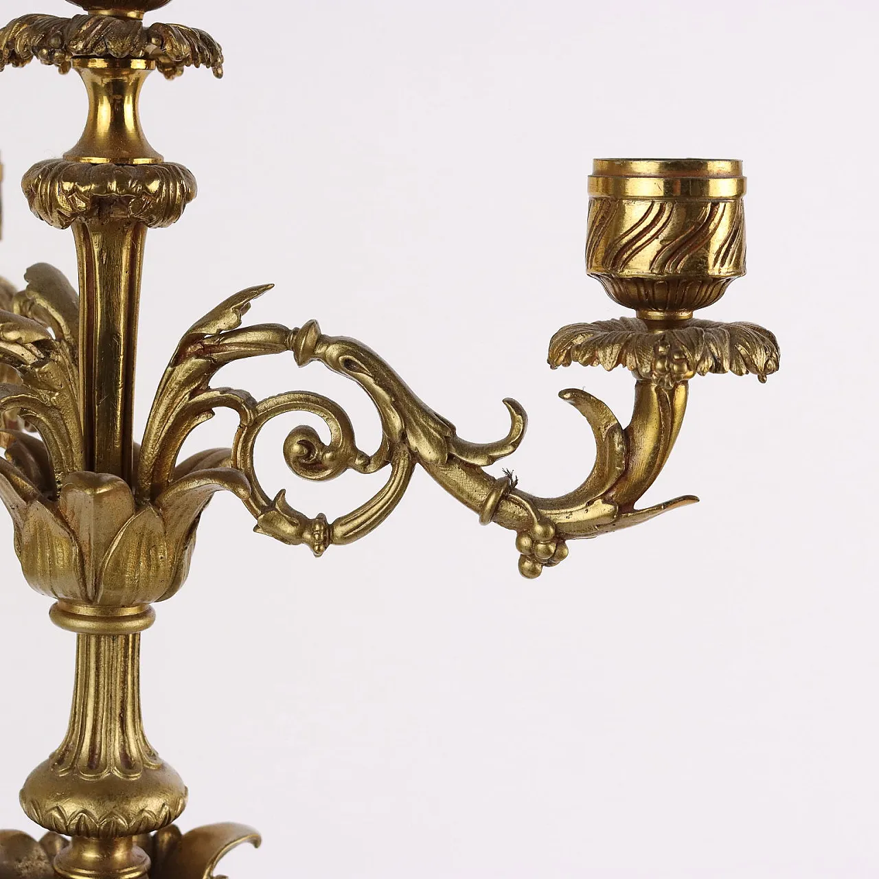 Candelabro in bronzo e marmo nero, '800 4
