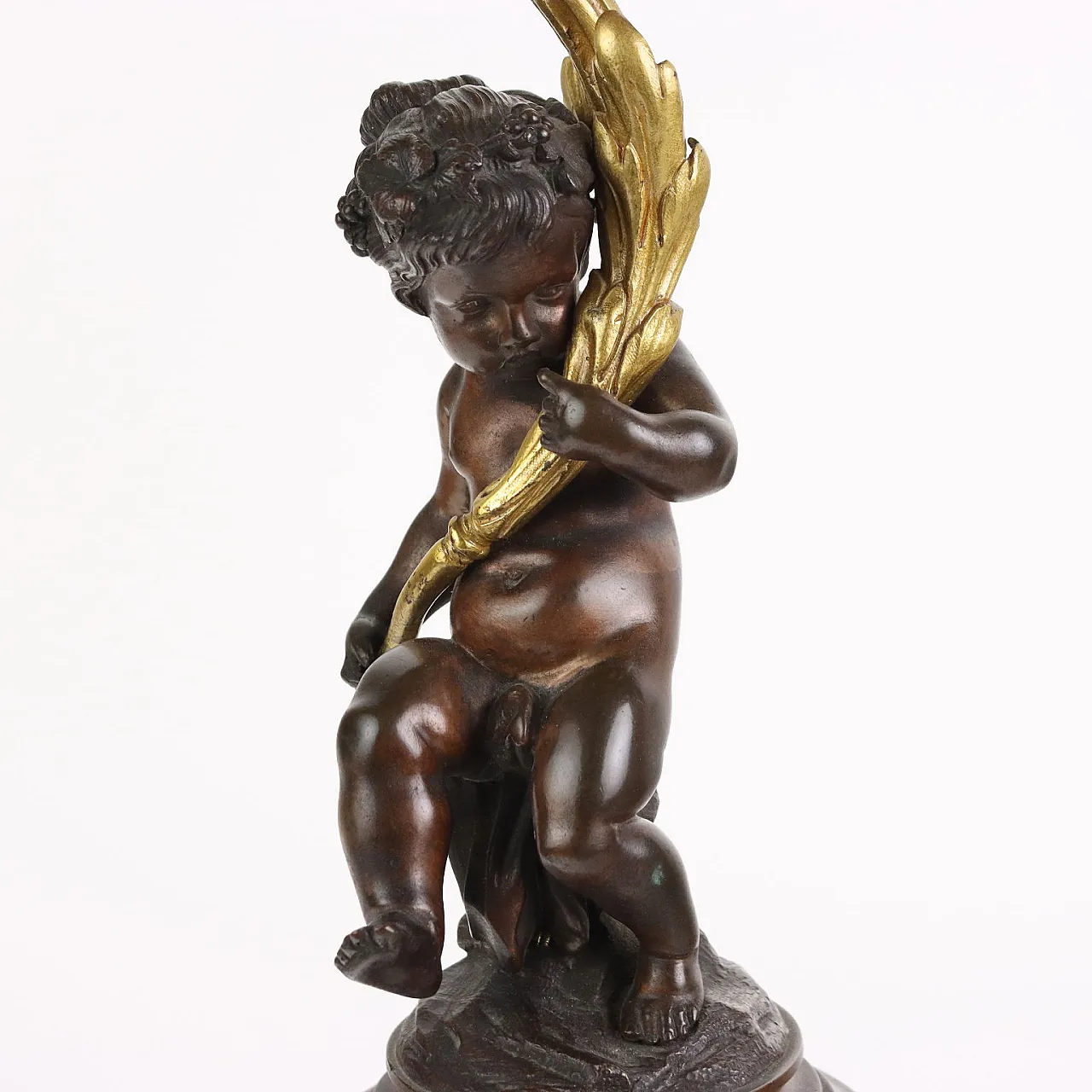 Candelabro in bronzo e marmo nero, '800 6