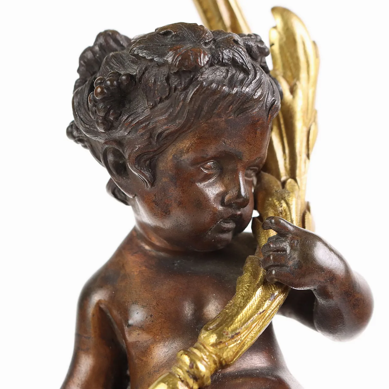 Candelabro in bronzo e marmo nero, '800 7