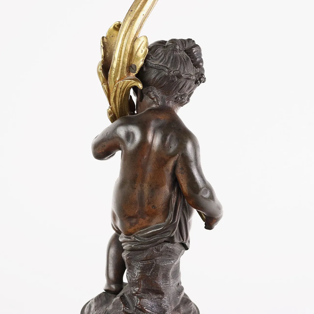 Candelabro in bronzo e marmo nero, '800 8