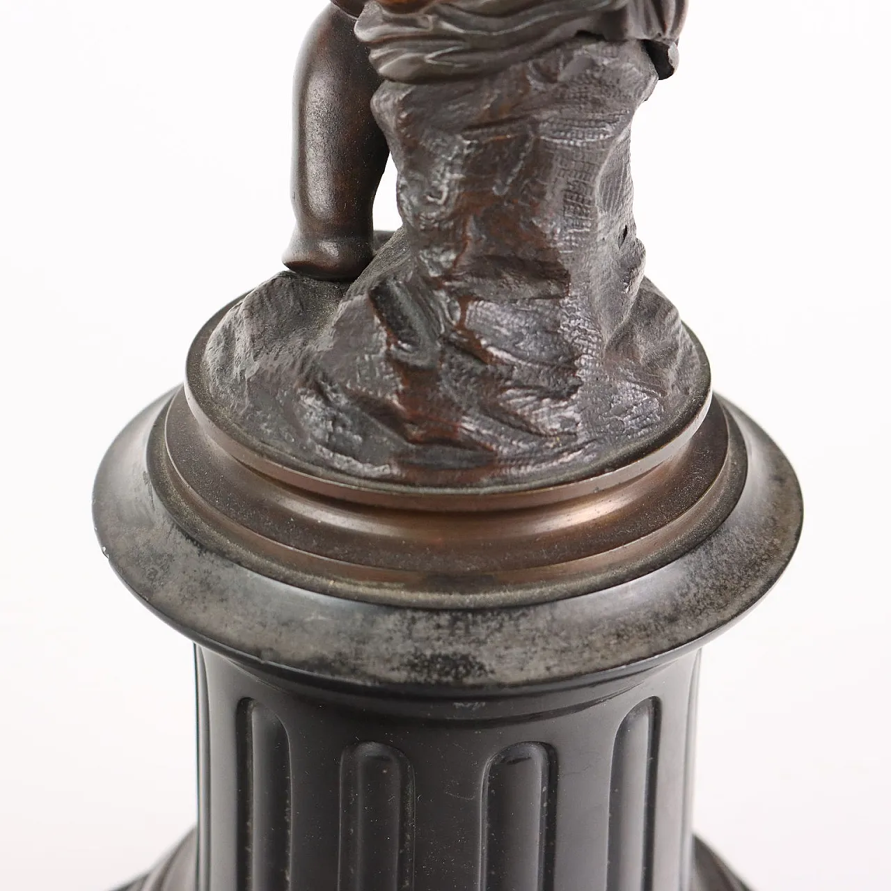 Candelabro in bronzo e marmo nero, '800 9