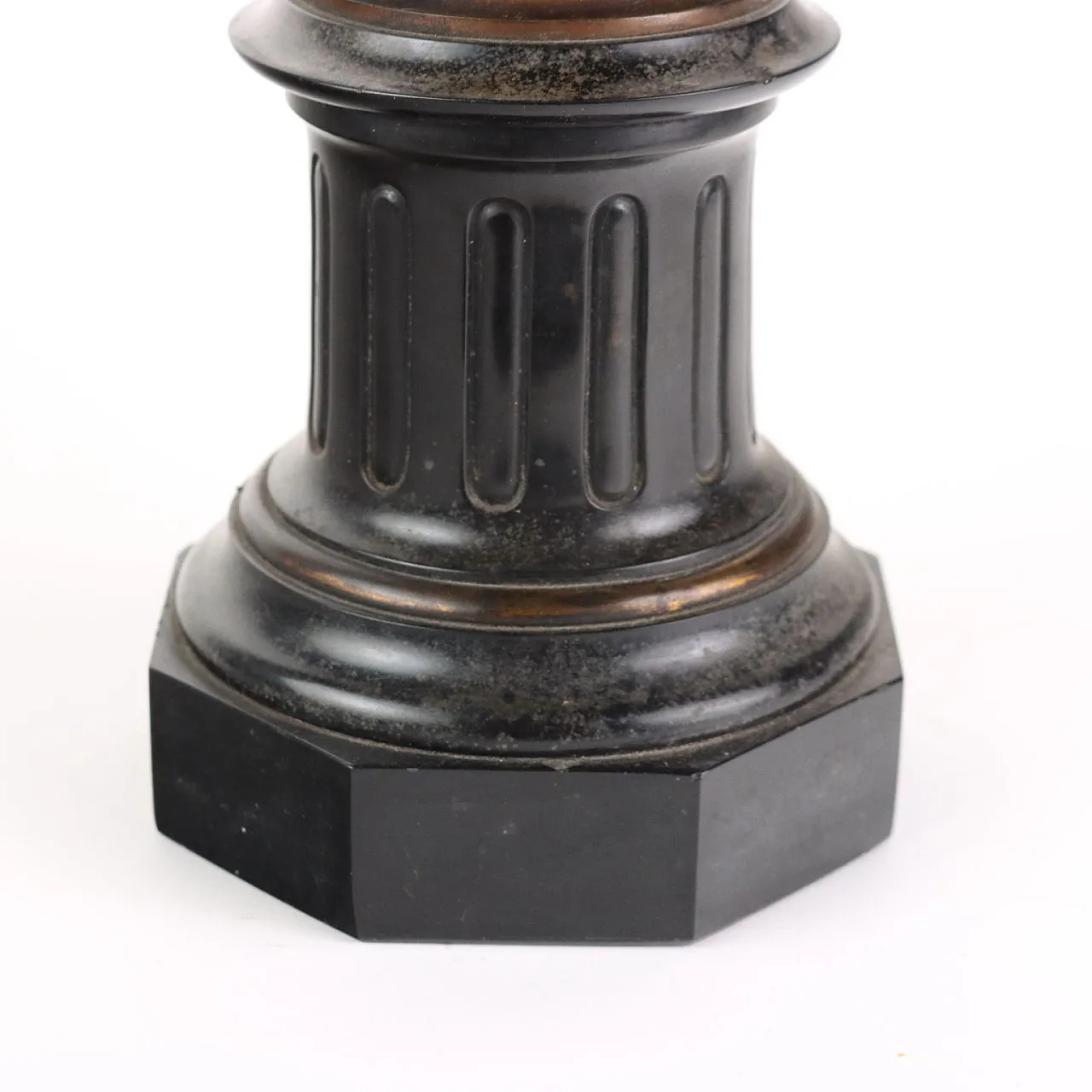 Candelabro in bronzo e marmo nero, '800 10