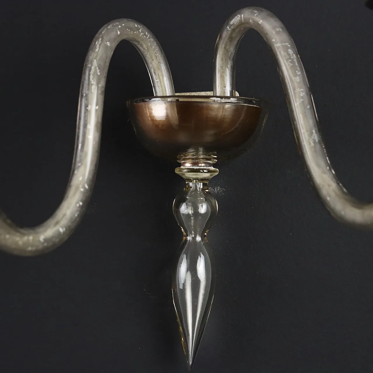Coppia di applique in vetro soffiato di Murano, metà '900 5