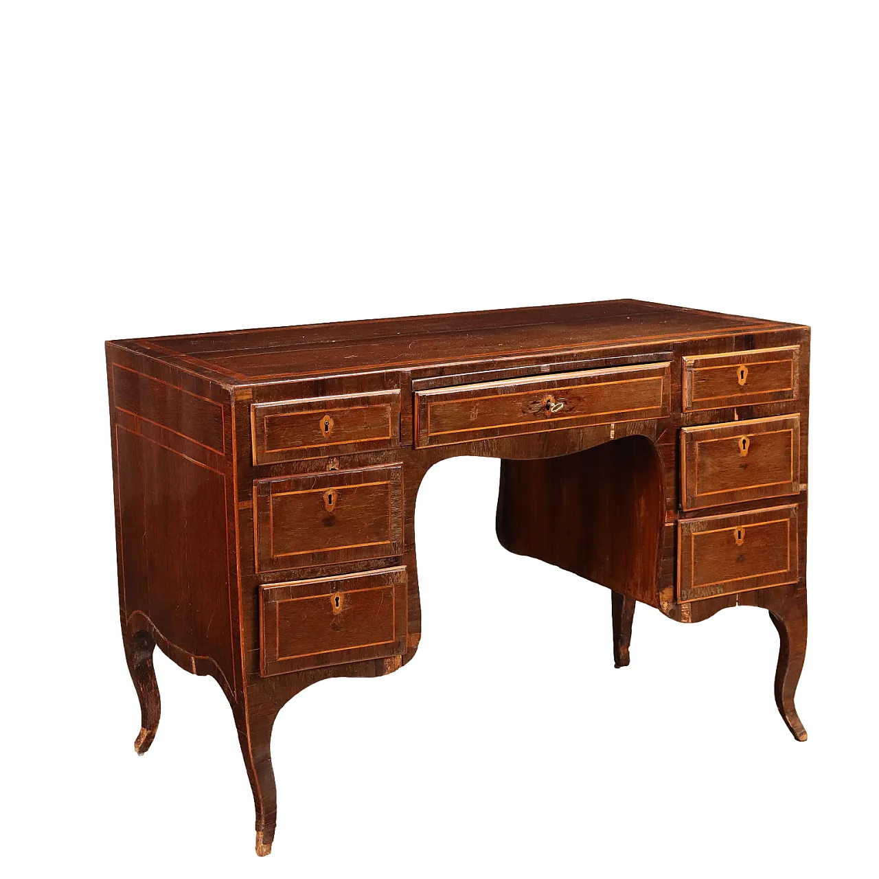 Neoclassical desk in exotic wood with wavy legs, third quarter 18th century 1