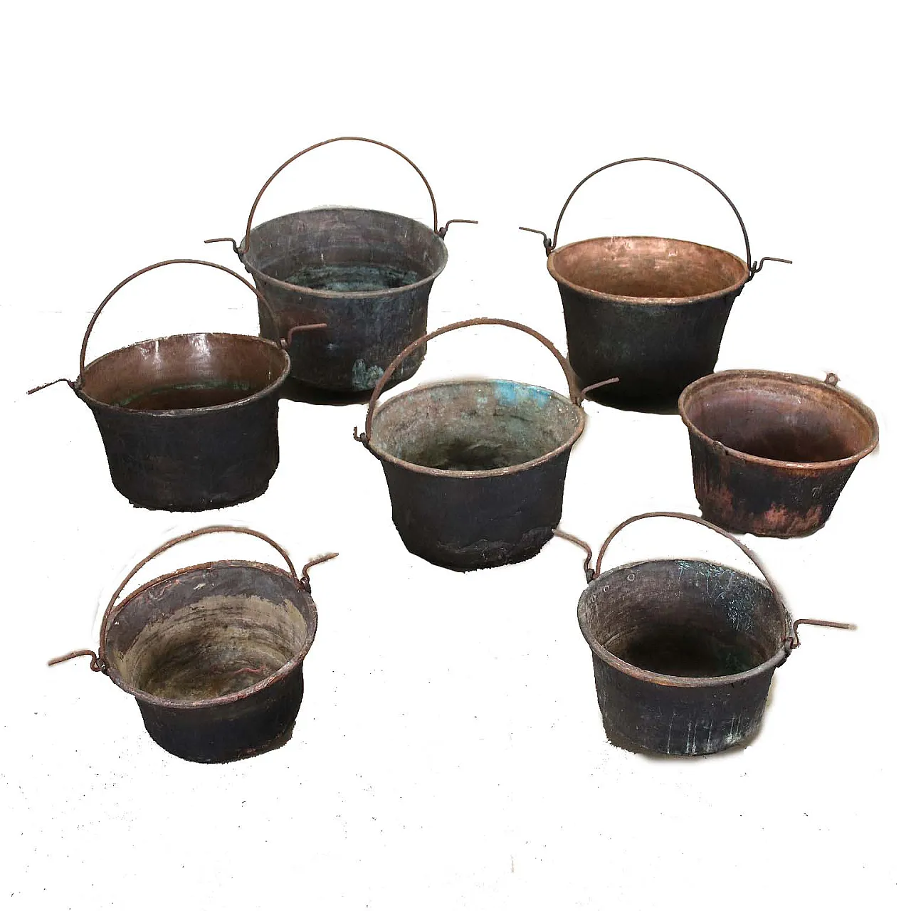 7 Copper pots and pans with handles 1