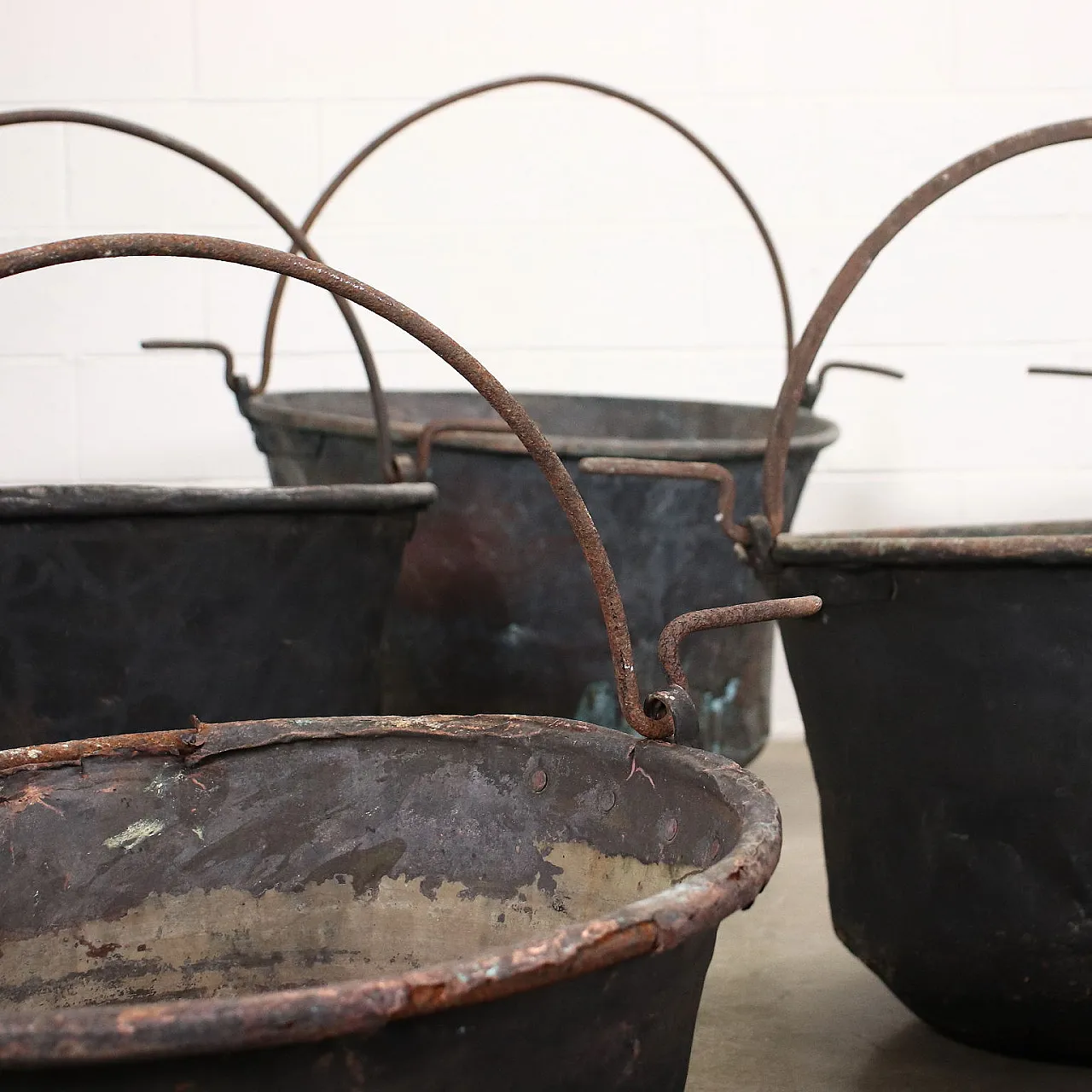7 Copper pots and pans with handles 3