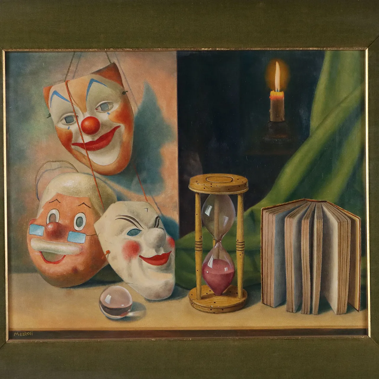 Dipinto di Olmedo Mezzoli, olio su faesite, '900 3