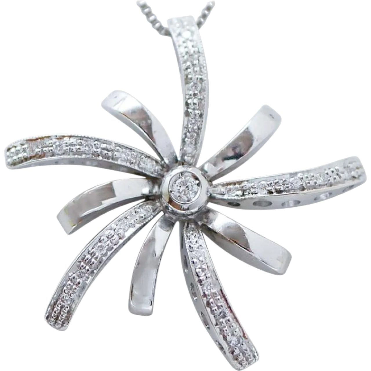 Diamanti, collana con ciondolo in oro bianco 18 carati, anni 2000 8