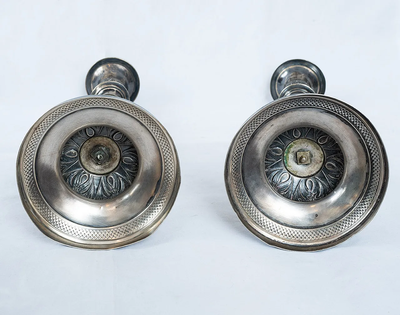 Coppia i candelieri antichi in argento Napoli, primi '800 5