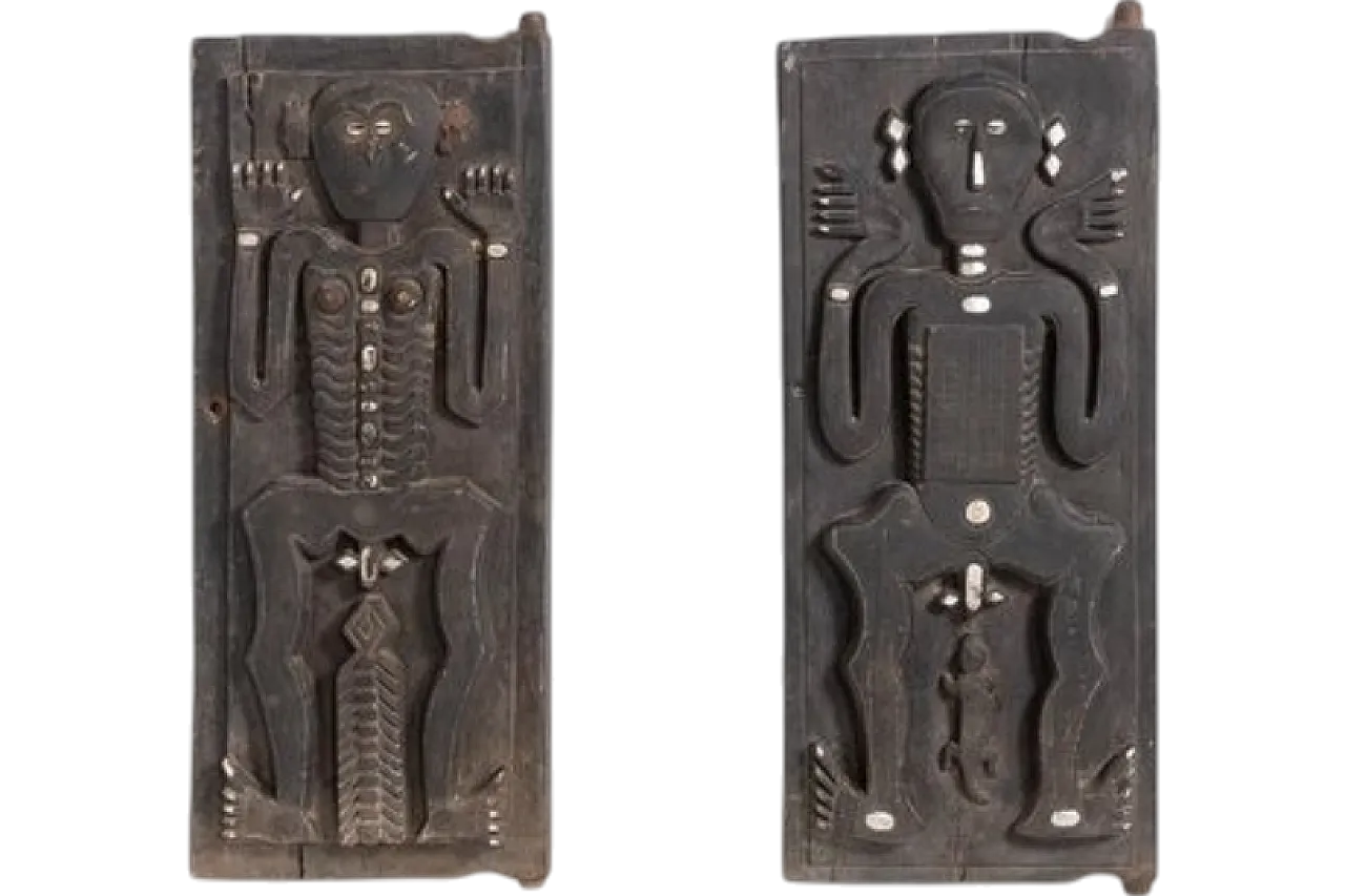 Pair of African art wood panels, mid-20th century 10