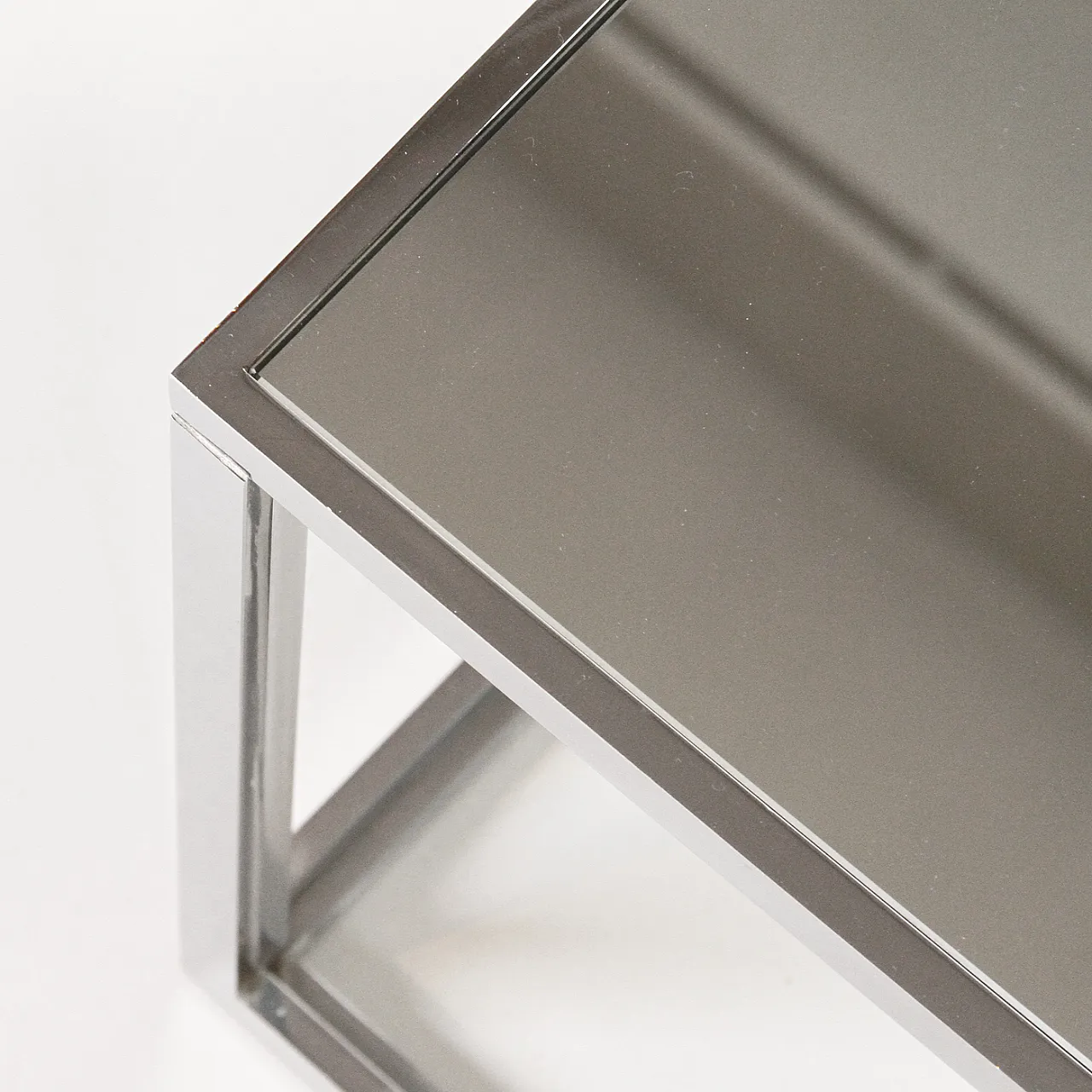 Coppia di tavolini in vetro e metallo cromato, anni '70 4