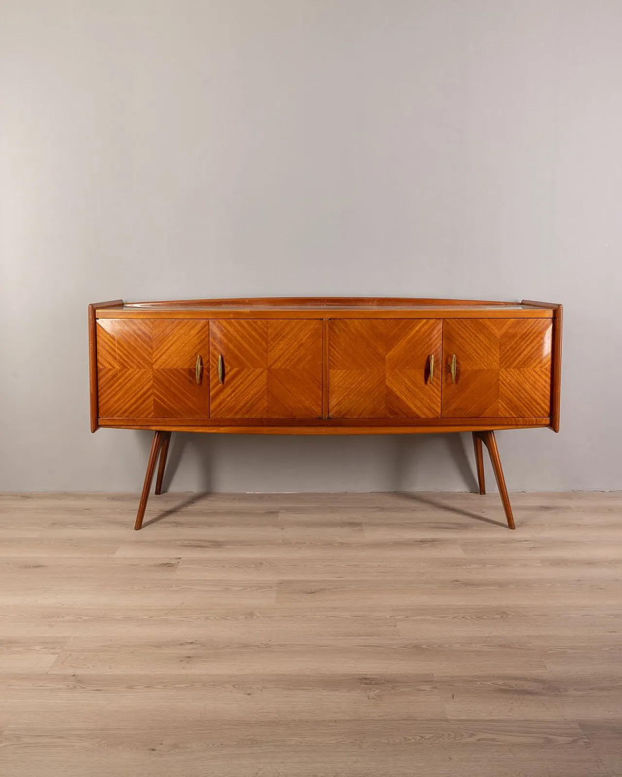 Credenza in legno e vetro, anni '50 1