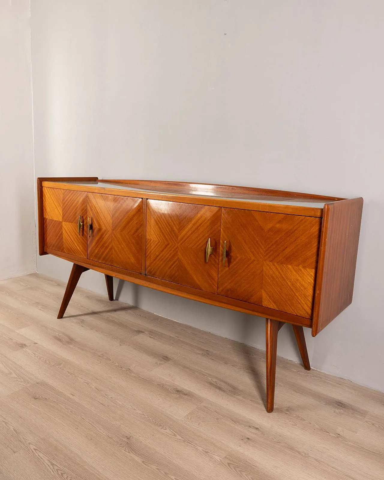 Credenza in legno e vetro, anni '50 2