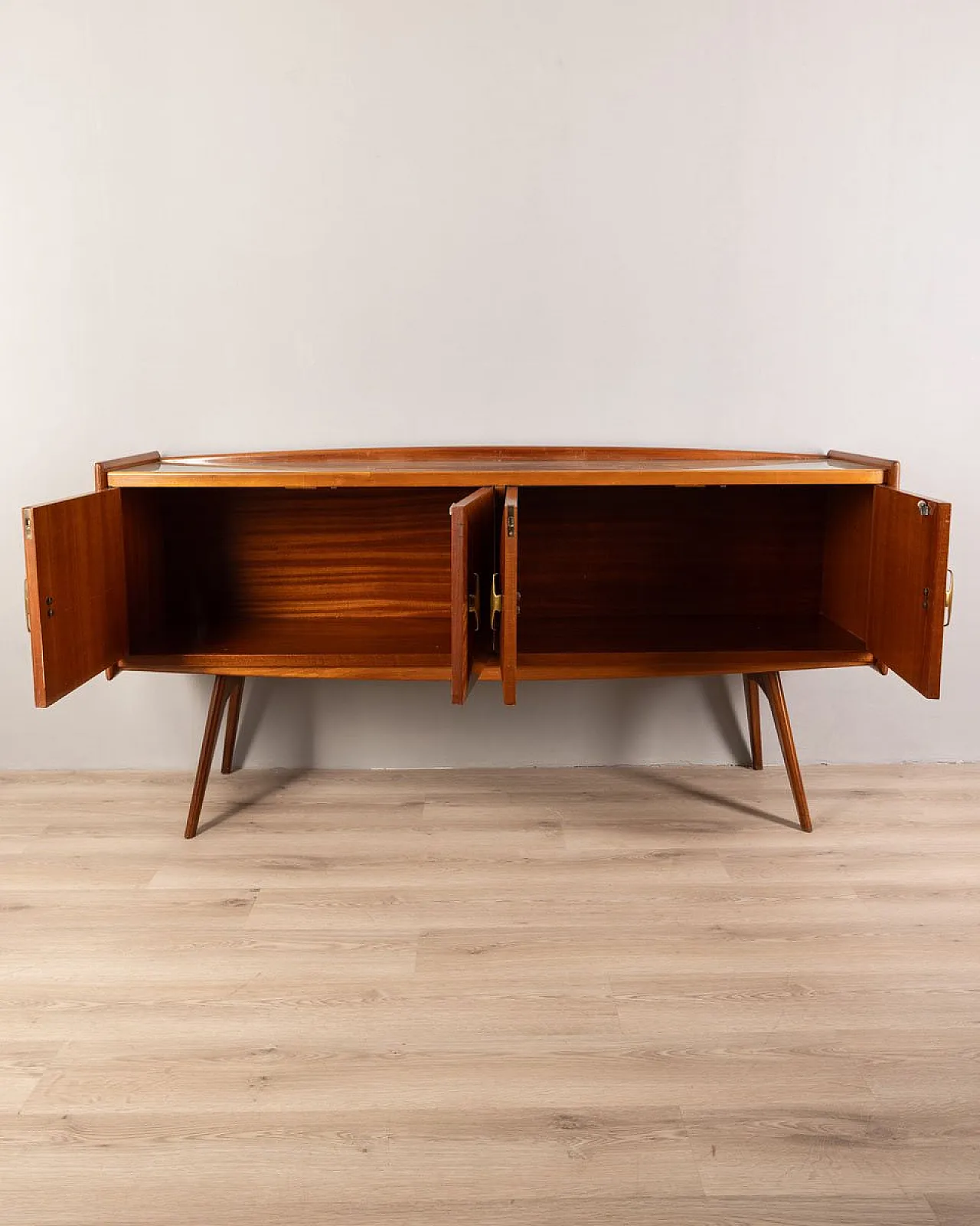 Credenza in legno e vetro, anni '50 3