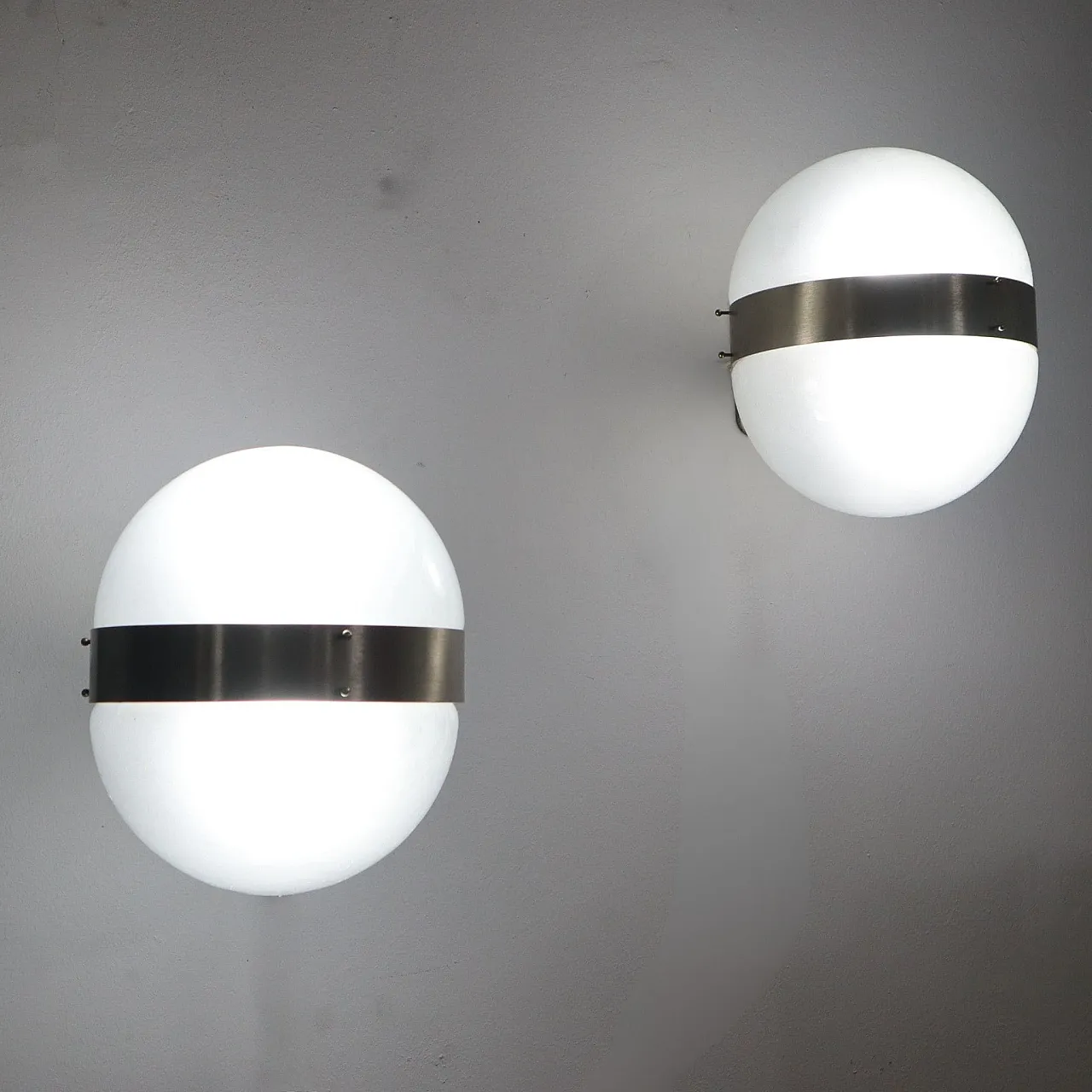 Coppia di applique in vetro di murano by Sergio Mazza per Artemide,70s 1