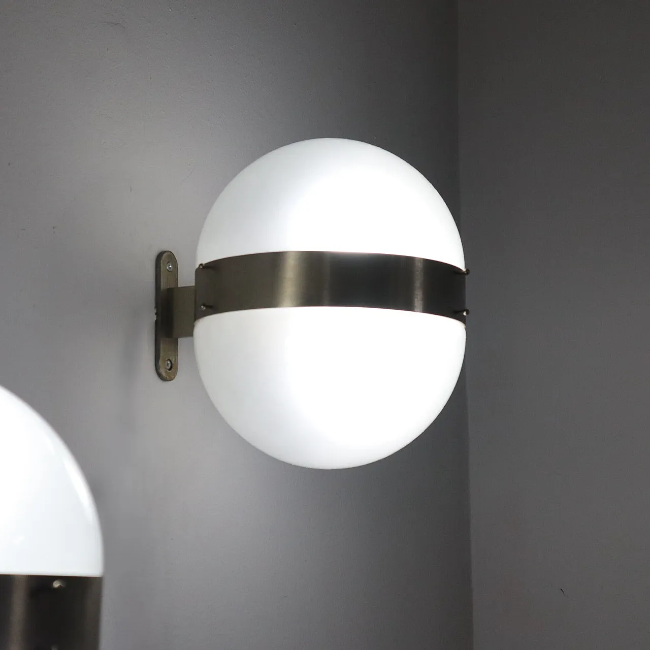 Coppia di applique in vetro di murano by Sergio Mazza per Artemide,70s 2