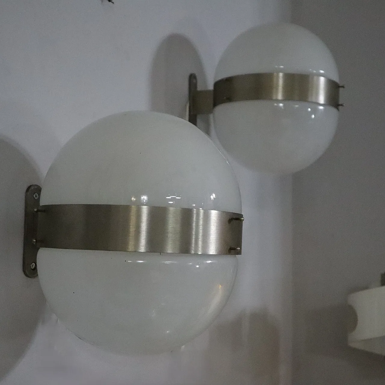 Coppia di applique in vetro di murano by Sergio Mazza per Artemide,70s 5