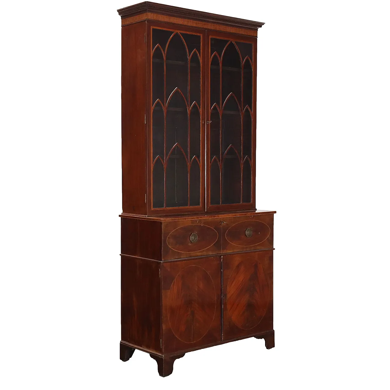 Mahogany neo-Gothic style bookcase, 19th century 1