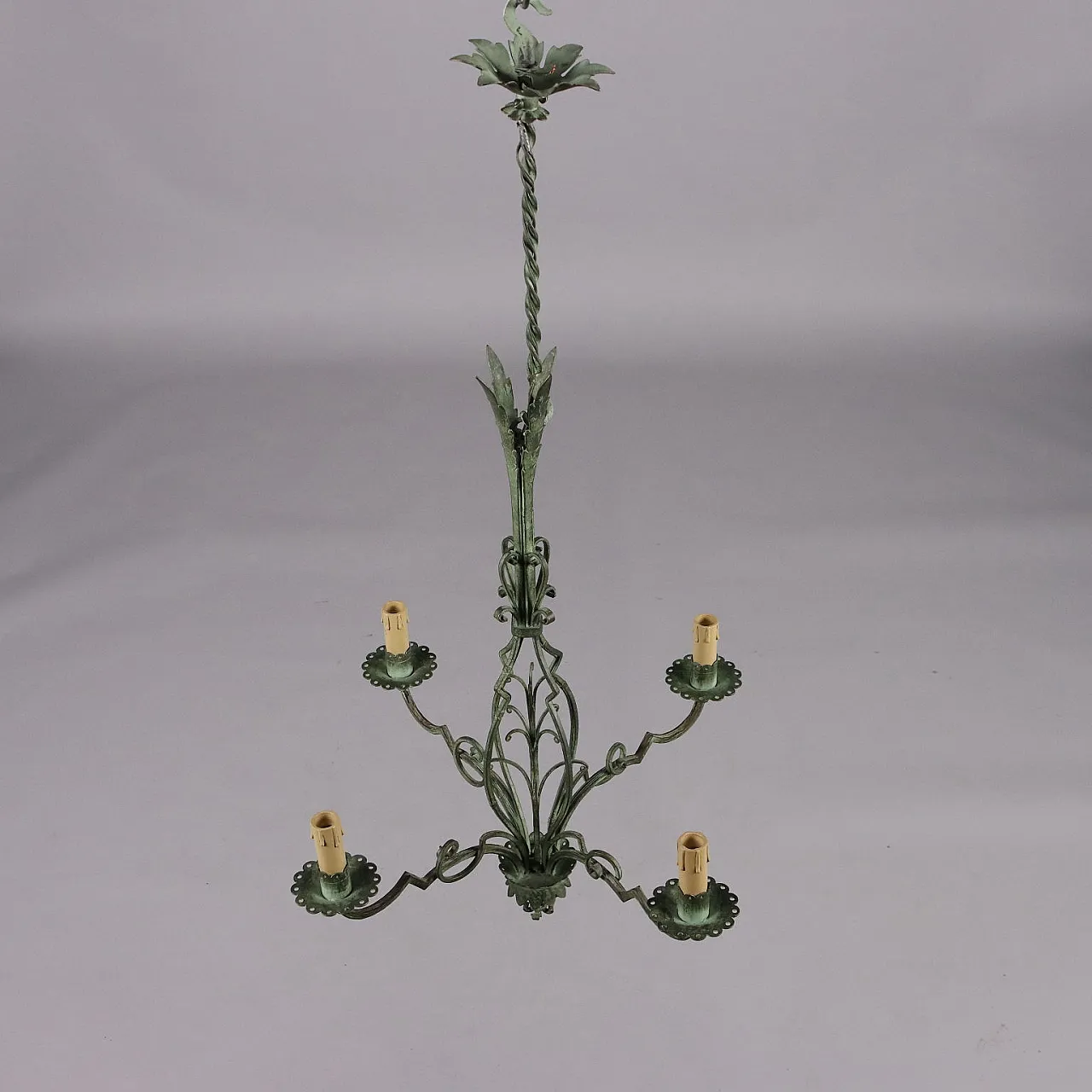 Chandelier in brass and painted sheet metal 7