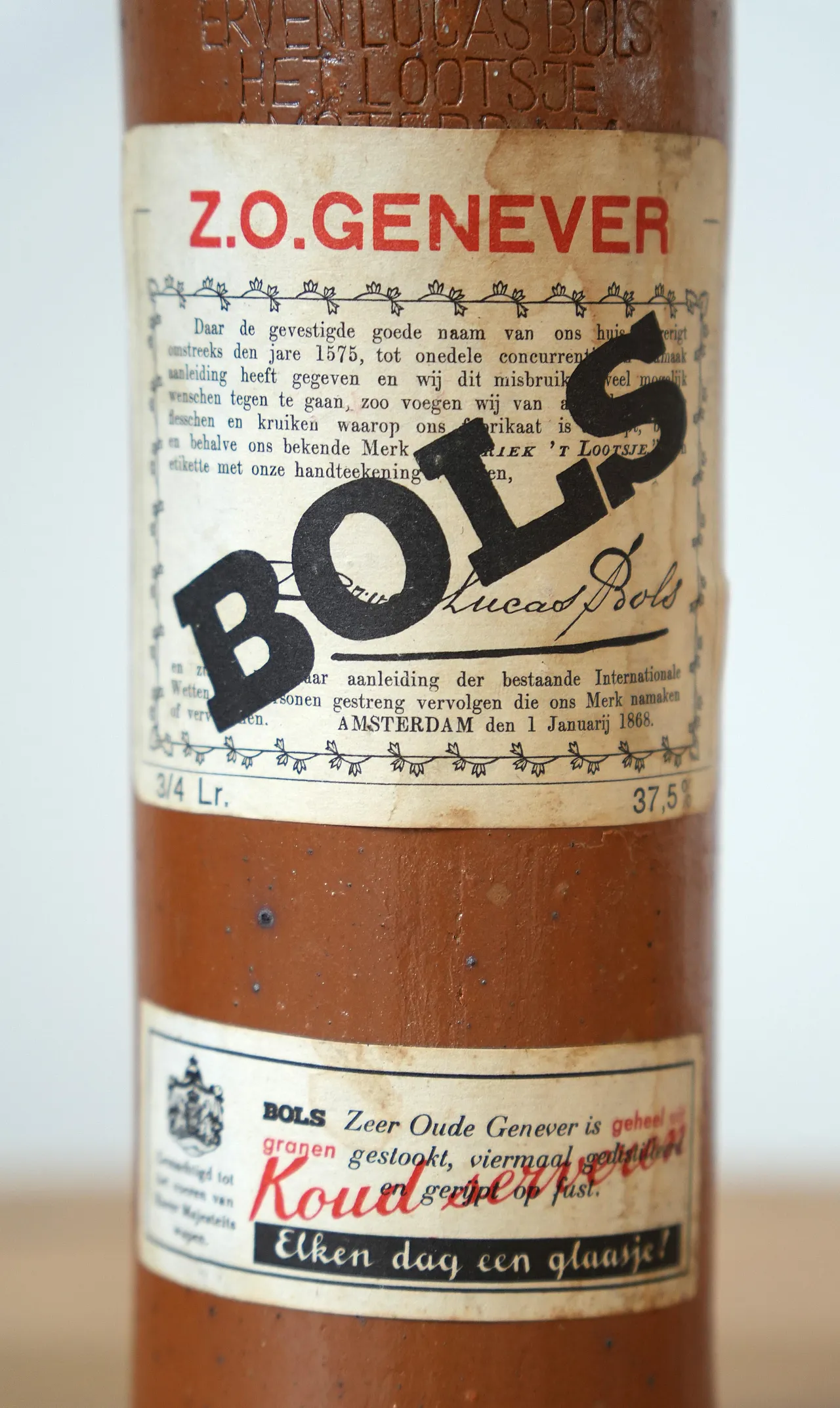 1L Bols Stoneware Bottle,  Vintage Dutch Genever Collectible, 1970s 5