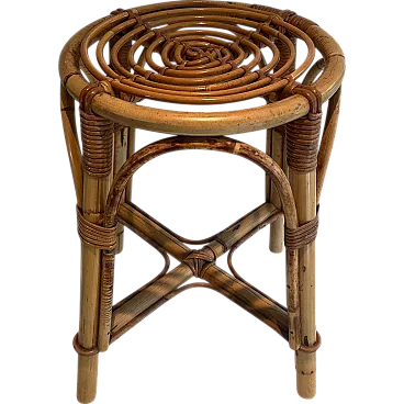 Sgabello in rattan, anni '50