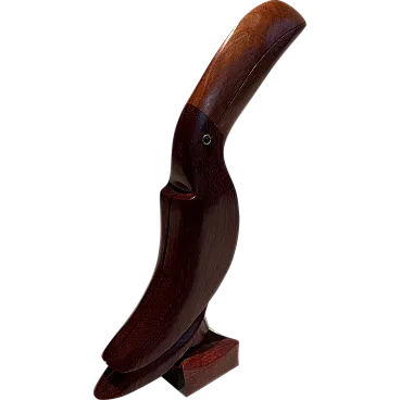 Tucano di legno esotico con occhi di vetro, anni '70