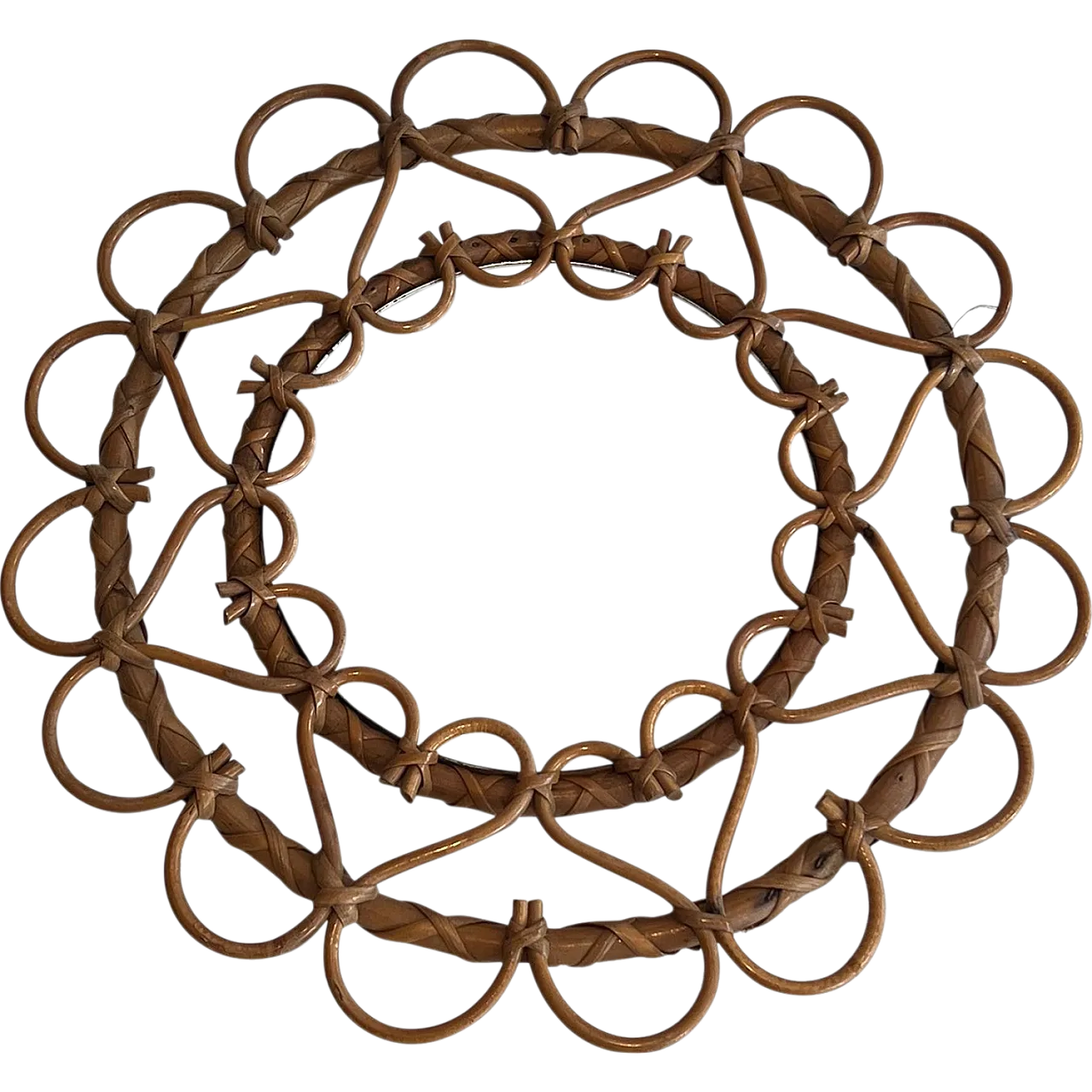 Piccolo specchio in rattan, anni '70 13