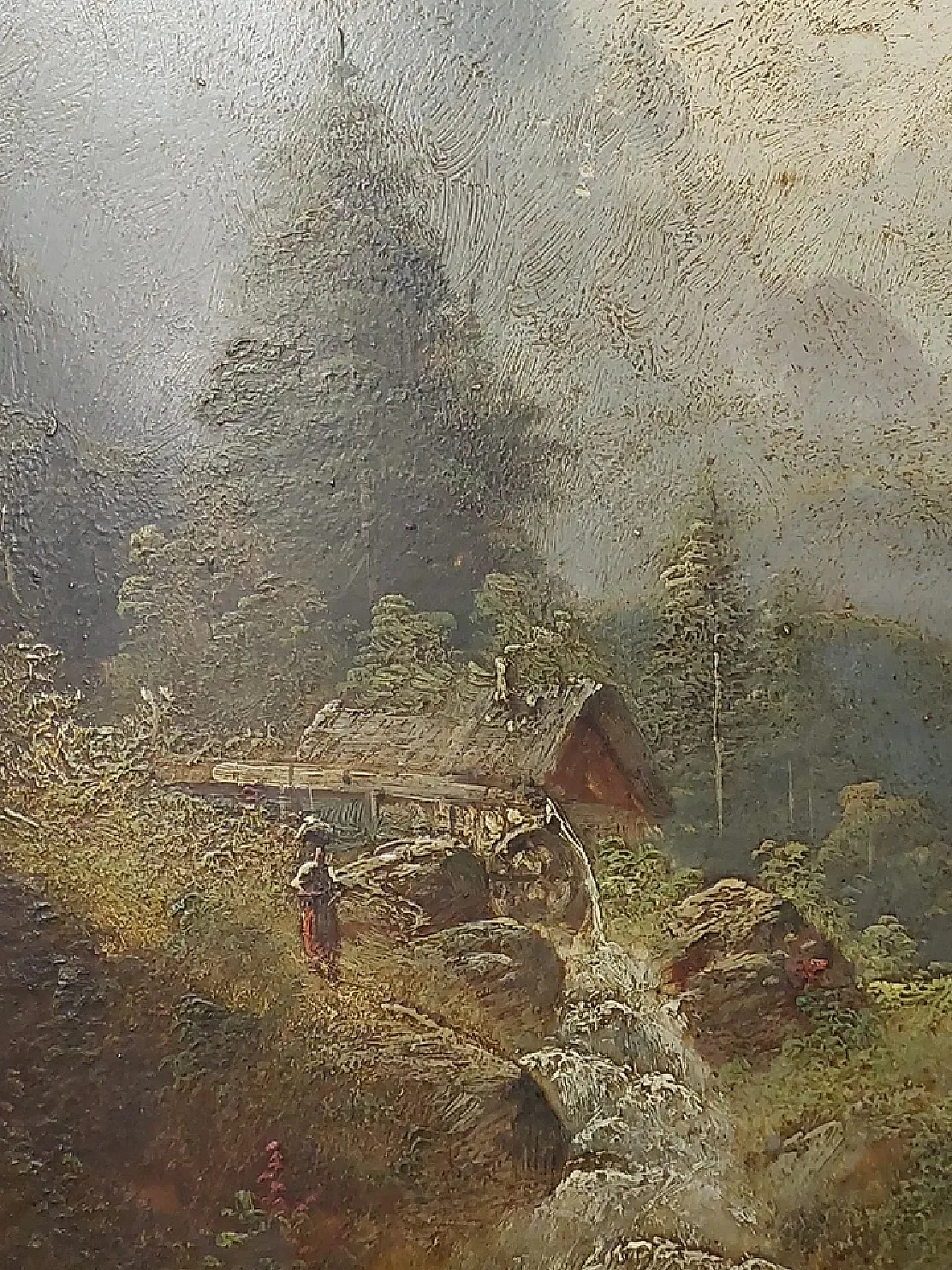 Coppia di paesaggi di Barbizon di F.Robin, olio su tavola, '800 2