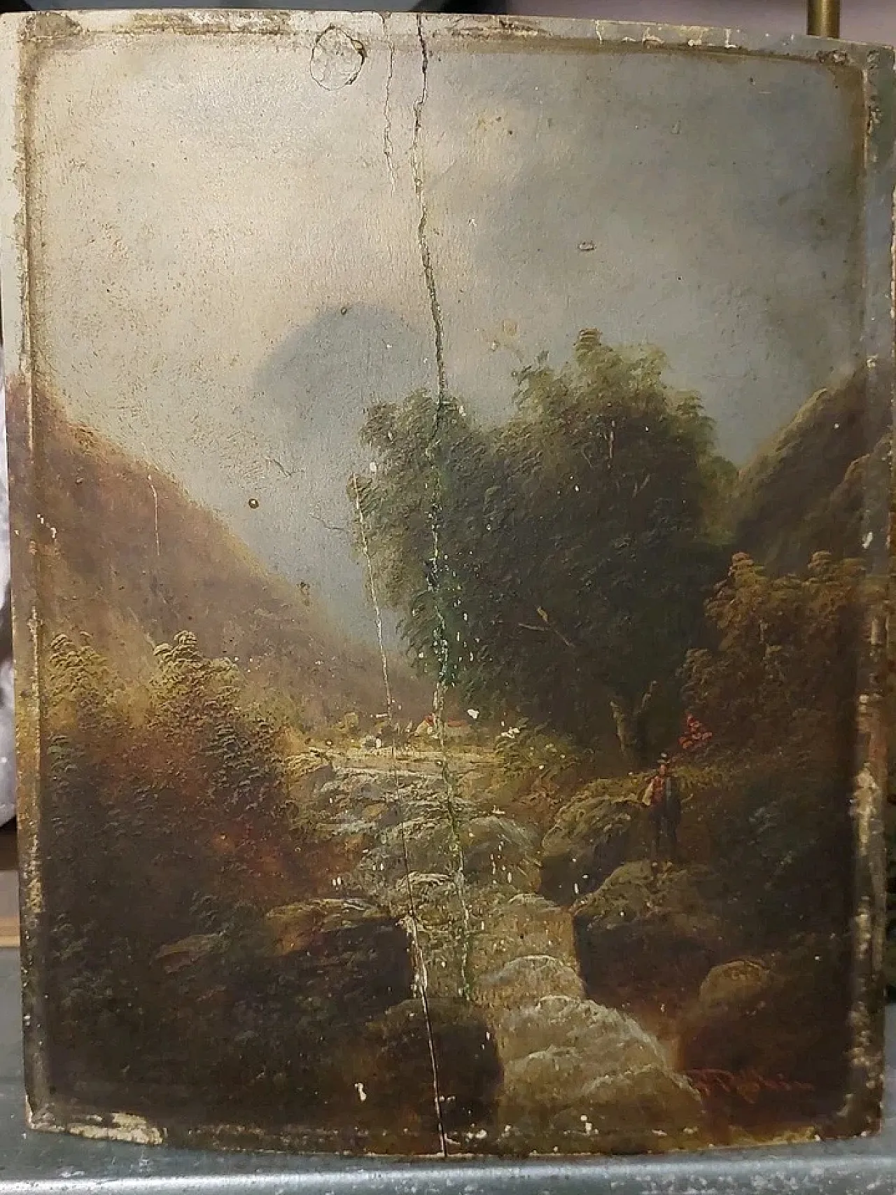 Coppia di paesaggi di Barbizon di F.Robin, olio su tavola, '800 7