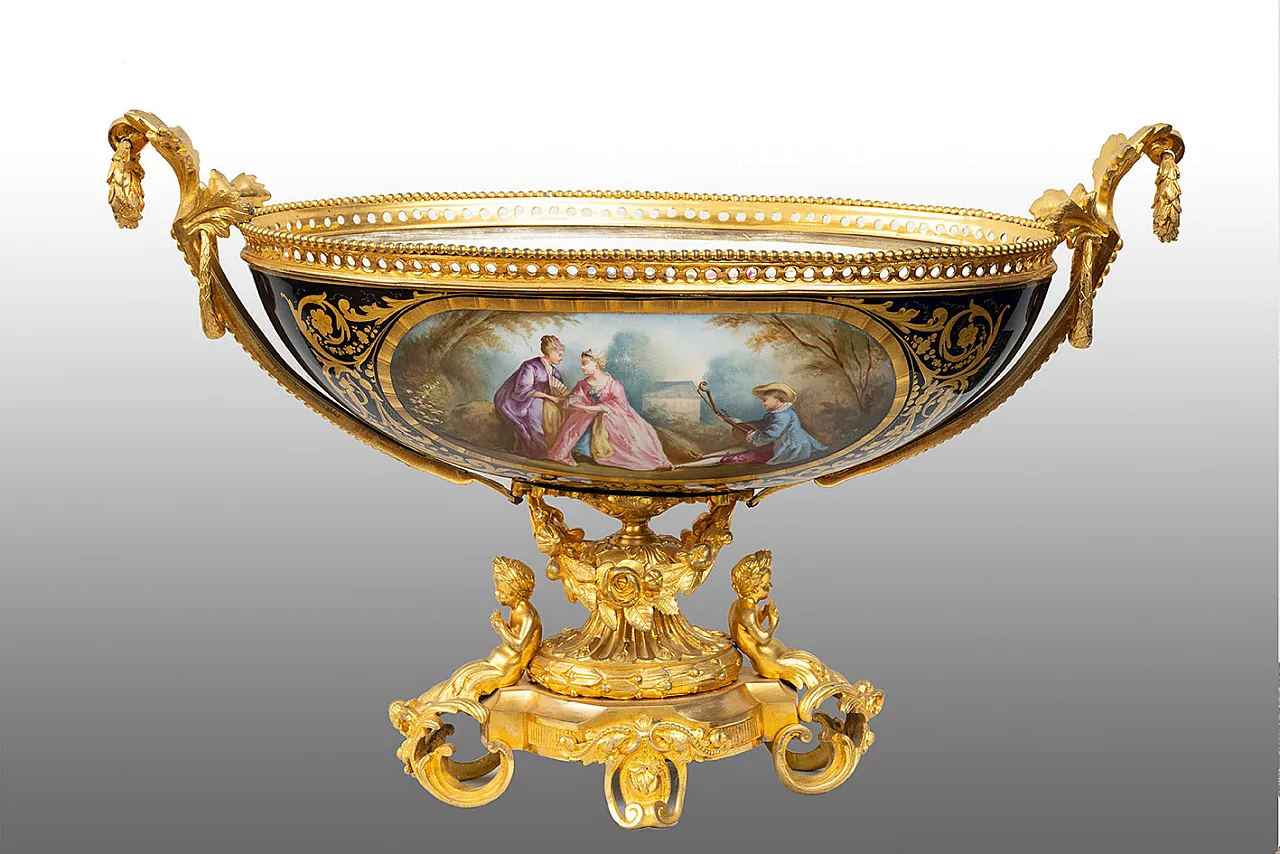 Napoleon III ceramic centerpiece polycromed by Sevres, 19th century 1